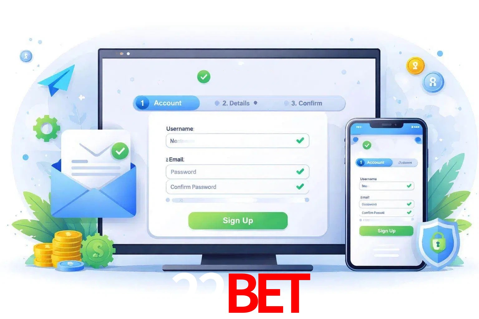 Registro de nuevo usuario y configuración de cuenta 22bet